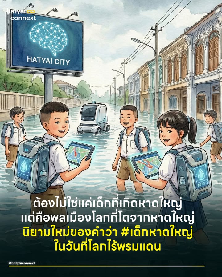 ต้องไม่ใช่แค่เด็กที่เกิดหาดใหญ่ แต่คือพลเมืองโลกที่โตจากหาดใหญ่ นิยามใหม่ของ #เด็กหาดใหญ่ ในวันที่โลกไร้พรมแดน . ถ้ามีใครถามว่า ‘DNA ของคนหาดใหญ่คืออะไร?’ คำตอบที่น่าจะตรงใจที่สุดคงไม่ใช่แค่เรื่องกินเก่งหรือพูดเร็ว แต่คือคำว่า ‘Resilience’ หรือ ‘ความล้มแล้วลุกไว’ . เรามักภูมิใจเสมอว่าคนหาดใหญ่คือยอดมนุษย์น้ำไม่ไหลไฟดับเราอยู่ได้ น้ำท่วมมิดหัวเราก็ยังยิ้มได้ เศรษฐกิจซบเซาเราก็ดิ้นรนหาทางรอดกันเองจนได้... เราเติบโตมาแบบ Self-Made สร้างมาด้วยมือตัวเอง จนกลายเป็นเมืองที่รวมเหล่านักสู้ไว้มากที่สุดแห่งหนึ่ง . แต่ถ้ามองให้ลึกในมุมที่หยิกแกมหยอกสักหน่อย ต้องยอมรับความจริงว่า ความแกร่งนี้อาจไม่ได้เกิดขึ้นเพราะเราอยากลำบาก แต่มันอาจเกิดจากสภาพแวดล้อมที่บีบให้ต้องเก่ง เพราะในวันที่ ‘กลไกของเมืองอาจดูแลไม่ทั่วถึง แก้ปัญหาไม่ทันใจ หรือไม่มีคำตอบที่ชัดเจนให้ การที่เราจะรอดได้ ก็มีแต่ต้องพึ่งพาสัญชาตญาณและกำลังของตัวเอง . เราเลยเก่งเพราะเราไม่มีทางเลือกอื่น . #เมืองแห่งการเรียนรู้หรือเมืองที่ช่างไม่รู้อะไรบ้างเลย รู้หรือไม่? หาดใหญ่ของเราได้รับการรับรองจาก UNESCO ให้เป็นสมาชิกเครือข่ายระดับโลกด้านเมืองแห่งการเรียนรู้ (UNESCO Global Network of Learning Cities - GNLC) มาสักพักใหญ่แล้ว . ฟังดูเท่และดูอินเตอร์มาก แต่ในความเป็นจริง เวลาเราเดินอยู่ในเมืองนี้เรากลับรู้สึกอินกับเนื้อร้องท่อนนึ่งที่ร้องว่า ‘ช่างไม่รู้อะไรบ้างเลย’ มากกว่า . เราไม่รู้ว่า ‘ผังเมือง’ หน้าตาเป็นยังไง? เราไม่รู้ว่า ‘งบประมาณ’ ปีนี้เอาไปลงกับอะไรบ้าง? เราไม่รู้ว่า ‘คูคลองริมถนน 30 เมตร’ จะถูกอัปเกรดเมื่อไหร่? เราไม่รู้ว่า 'หาดใหญ่ใน' มีอะไรน่าสนใจบ้าง? . การเป็นเมืองแห่งการเรียนรู้ จึงไม่ควรเป็นแค่โล่รางวัลที่แปะไว้โชว์แขกบ้านแขกเมือง แต่ต้องเป็น ‘โครงสร้างพื้นฐานทางปัญญา’ ที่ทำให้เด็กหาดใหญ่เข้าถึงข้อมูลข่าวสาร และรู้เท่าทันความเป็นไปของบ้านตัวเองได้จริงๆ . #ถอดบทเรียนฟินแลนด์เลิกสอนให้เชื่องแต่สอนให้ตั้งคำถาม ถ้าเราอยากอัปเกรดจากผู้รอดชีวิตไปเป็น Global Citizen (พลเมืองโลก) ที่สมบูรณ์แบบ เราต้องดูโมเดลการศึกษาของฟินแลนด์ . ในปี 2016 ฟินแลนด์ปฏิรูปหลักสูตรครั้งใหญ่ โดยไม่ได้เน้นแค่วิชาการ แต่ใส่สิ่งที่เรียกว่า Transversal Competencies หรือสมรรถนะข้ามสายวิชาเข้าไป 7 ด้าน ซึ่งด้านที่ 7 น่าสนใจมาก คือ Participation, influence and building a sustainable future คือการมีส่วนร่วม การสร้างอิทธิพล และการสร้างอนาคตที่ยั่งยืน) . งานวิจัยจาก OECD ยืนยันว่า เด็กที่ผ่านหลักสูตรนี้ ไม่ได้แค่สอบเก่ง แต่มี High Life Satisfaction ความพึงพอใจในชีวิตสูงเพราะเขารู้สึกว่าตัวเอง ‘มีค่า’ และ ‘มีเสียง’ . เขาไม่ได้สอนหน้าที่พลเมืองแบบท่องจำว่าเด็กดีต้องเชื่อฟังผู้ใหญ่” แต่เขาสอนให้เด็กตั้งคำถามว่า ทำไมกฎข้อนี้ถึงไม่แฟร์? ภาษีเราถูกใช้คุ้มค่าไหม? และฉันจะเปลี่ยนแปลงชุมชนของฉันได้อย่างไร? . #วันเด็กปี2026สร้างเด็กหาดใหญ่ให้เป็นChangeMaker กลับมาที่บ้านเรา ในเมื่อเด็กหาดใหญ่มีต้นทุนคือ ‘ความอึด’ เป็นพื้นฐานที่แข็งแรงอยู่แล้ว สิ่งที่เราต้องเติมให้เขา ไม่ใช่ความอดทนที่มากขึ้น (เพราะทนมาเยอะแล้ว) แต่คือ Critical Thinking หรือการคิดเชิงวิพากษ์ ถึงเวลาที่ของขวัญวันเด็กของเมืองนี้ที่จะได้แกะกล่องของขวัญเป็น ‘พื้นที่เรียนรู้จริง’ เพื่อให้พวกเขาได้เข้าใจกลไกของเมือง . - เปลี่ยนจากการสอนให้ ‘หนีน้ำท่วมเก่ง’ เป็นสอนให้ ‘รู้ทันต้นตอปัญหา’ เพื่อที่โตไปเขาจะได้ไม่มองว่าน้ำท่วมเป็นเรื่อง ‘เวรกรรม’ หรือ ‘ภัยธรรมชาติ’ ที่ต้องก้มหน้ารับสภาพ แต่เข้าใจว่าเป็นเรื่องของ ‘การบริหารจัดการ’ ที่เขาช่วยตรวจสอบและแก้ไขได้ . - เปลี่ยนจากการสอนให้ ‘ก้มหน้าทำมาหากิน’ เป็นสอนให้ ‘เงยหน้ามองหาคุณภาพชีวิต’ เพื่อที่เขาจะได้รู้ว่า ถนนที่เรียบ ฟุตบาทที่เดินได้ และความปลอดภัยในชีวิต คือ ‘สวัสดิการขั้นพื้นฐาน’ ที่เขาควรได้รับจากการเสียภาษี ไม่ใช่ต้องดิ้นรนสร้างเองทุกอย่าง . เพื่อให้คำว่า ‘เด็กหาดใหญ่’ ในเจเนอเรชันต่อไป ไม่ใช่แค่สัญลักษณ์ของความทรหดที่ต้องเอาตัวรอดในระบบที่บกพร่อง... แต่เป็นยี่ห้อของ ‘พลเมืองคุณภาพ’ ที่ฉลาดรู้ ทันโลก และพร้อมจะลุกขึ้นมาช่วยกันซ่อมแซมและจัดบ้านเมืองให้น่าอยู่ โดยไม่ต้องรอพึ่งพาปาฏิหาริย์จากใครอีกต่อไป . สุขสันต์วันเด็กแห่งชาติ 2569 . อ้างอิง - UNESCO Institute for Lifelong Learning. (2022). UNESCO Global Network of Learning Cities: Members. - Finnish National Agency for Education. (2016). National Core Curriculum for Basic Education 2014: Transversal Competencies. - OECD. (2019). PISA 2018 Results (Volume III): What School Life Means for Students’ Lives. __ #HeartYaiComeback #HugHeartYai #CurioCity #HatyaiConnext #หาดใหญ่ #GlobalCitizen #UNESCOLearningCity #วันเด็ก2569hatyaiconnext