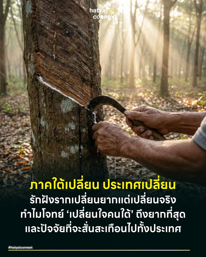 ภาคใต้เปลี่ยน ประเทศเปลี่ยน รักฝังรากเปลี่ยนยากแต่เปลี่ยนจริง ทำไมโจทย์ ‘เปลี่ยนใจคนใต้' ถึงยากที่สุดและปัจจัยที่จะสั่นสะเทือนไปทั้งประเทศ . มีคำกล่าวที่น่าสนใจในแวดวงสังคมวิทยาการเมืองไทยว่า "หากคุณเปลี่ยนใจคนใต้ได้ คุณก็เปลี่ยนประเทศไทยได้" ประโยคนี้ไม่ได้กล่าวเกินจริง ภาคใต้เปรียบเสมือนกลุ่ม Laggards เป็นกลุ่มที่เปลี่ยนใจยากที่สุด เมื่อใดที่กลุ่มนี้ตัดสินใจเปลี่ยน นั่นหมายความว่ากระแสความเปลี่ยนแปลงนั้นได้กลายเป็น 'บรรทัดฐานใหม่' ของสังคมไปแล้วอย่างสมบูรณ์ . พาไปถอดรหัสผ่านทฤษฎีทางจิตวิทยาและสังคม ว่าเหตุใด 'ความรักจริงของคนใต้' จึงเป็นตัวแปรที่ทรงพลังที่สุด . #กับดักความภักดีและต้นทุนทางใจ ในมุมมองพฤติกรรมศาสตร์ คนใต้มีลักษณะที่เรียกว่า High Brand Loyalty หรือความภักดีต่อสิ่งที่ตนเลือกสูงมาก ปรากฏการณ์นี้อธิบายได้ด้วยทฤษฎีต้นทุนจมทางความรู้สึกและความไม่ลงรอยทางปัญญา . คนใต้มีวัฒนธรรมการให้ค่ากับคำว่า ‘ใจ’ และ ‘สัจจะ’ สูงมาก เมื่อตัดสินใจเชื่อหรือศรัทธาสิ่งใด พวกเขาไม่ได้ลงทุนแค่เหตุผล แต่ลงทุนด้วยตัวตนและศักดิ์ศรีลงไปเต็มร้อย การจะเปลี่ยนใจจึงยากกว่าคนภาคอื่น เพราะการยอมรับว่าสิ่งที่เคยเลือกนั้นผิดพลาดหรือต้องเปลี่ยนใหม่ เท่ากับเป็นการปฏิเสธตัวตนในอดีตของตัวเอง ดังนั้นหากวันหนึ่งคนใต้พร้อมใจกันเปลี่ยน นั่นแปลว่าหลักฐานความล้มเหลวของสิ่งเดิม ต้องชัดเจนรุนแรงมากพอที่จะทำลายกำแพงแห่งศักดิ์ศรีนี้ลงได้ . #กำแพงเพื่อนบ้านและวัฒนธรรมพวกพ้อง สิ่งที่ทำให้โครงสร้างสังคมภาคใต้แข็งแกร่งเป็นพิเศษคือความเป็นปึกแผ่นภายในกลุ่ม สังคมคนใต้ไม่ได้อยู่แบบตัวใครตัวมัน แต่ผูกพันกันด้วยระบบเกลอที่เข้มข้น ยิ่งไปกว่านั้นคือวัฒนธรรมเพื่อนบ้านคือรั้วที่แข็งแรงที่สุด การตัดสินใจเรื่องใหญ่ๆ มักไม่ได้เกิดขึ้นในห้องนอน แต่เกิดขึ้นที่รั้วบ้านหรือวงน้ำชา หากใครคนหนึ่งริเริ่มความคิดที่แปลกแยกออกไป เขาไม่ได้เผชิญแรงต้านจากแค่ครอบครัว แต่ต้องตอบคำถามกับเครือข่ายสังคมรอบบ้านให้ได้ แรงกดดันทางสังคมนี้เองที่ทำหน้าที่เป็นระบบภูมิคุ้มกัน คอยสกัดกั้นชุดความคิดใหม่ๆ ไม่ให้แทรกซึมเข้ามาได้ง่ายๆ เว้นแต่ความคิดนั้นจะถูกยอมรับโดยหัวหน้ากลุ่มหรือผู้มีบารมีในระแวกนั้นเสียก่อน . #การส่งต่อความเคารพจากรุ่นสู่รุ่น อีกหนึ่งปัจจัยที่มองข้ามไม่ได้คือระบบอาวุโสที่ไม่ใช่แค่เรื่องอายุ การส่งต่อชุดความคิดผ่านความเคารพ ในครอบครัวคนใต้ ‘คำพูดของพ่อเฒ่าแม่เฒ่า’ หรือผู้นำตระกูล มักมีน้ำหนักดั่งคำประกาศิต เด็กใต้มักถูกสอนให้เคารพผู้ใหญ่ ห้ามเถียง ซึ่งนัยหนึ่งคือความกตัญญูที่งดงาม ตรงข้ามคือกลไกการ ‘ถ่ายทอดอุดมการณ์’ ที่แนบเนียนที่สุด ความเชื่อทางการเมืองหรือสังคมจึงมักถูกส่งต่อเป็นมรดกตกทอดจากปู่สู่พ่อ จากพ่อสู่ลูก การจะเปลี่ยน Mindset คนรุ่นใหม่จึงไม่ใช่แค่การต่อสู้กับข้อมูลข่าวสาร แต่คือการต่อสู้กับความเกรงใจและความรักที่มีต่อบุพการี การเปลี่ยนแปลงในภาคใต้จึงมักเกิดขึ้นอย่างช้าๆ เพราะต้องรอให้เกิดการผลัดใบของเจเนอเรชันอย่างแท้จริง . #ระบบตรวจสอบความจริงผ่านสภากาแฟ ทำไมสื่อกระแสหลักบางครั้งถึงเจาะคนใต้ไม่เข้า? เพราะภาคใต้มีระบบนิเวศการสื่อสารที่แข็งแกร่งมากคือวัฒนธรรมสภากาแฟ ซึ่งทำหน้าที่เป็นการยืนยันทางสังคมที่ทรงพลัง . ข้อมูลข่าวสารจะไม่ได้ไหลจากสื่อสู่คนโดยตรง แต่จะไหลผ่านผู้นำทางความคิดในวงสนทนา หากข่าวลือหรือนโยบายใหม่ถูกโยนลงไปในวง แล้วผู้นำความคิดในโต๊ะนั้นส่ายหน้า ข้อมูลนั้นจะตกไปทันที แต่ในทางกลับกัน หากเรื่องใดผ่านการรับรองจากฉันทามติของสภากาแฟ เรื่องนั้นจะกลายเป็นความจริงที่ถูกส่งต่ออย่างรวดเร็วและเข้มข้น ดังนั้นการเปลี่ยนแปลงในภาคใต้จึงไม่เคยเกิดจากปัจเจก แต่เกิดจากฉันทามติของกลุ่มที่เคลื่อนตัวไปพร้อมกัน . #เอกราชทางเศรษฐกิจสร้างอิสระทางความคิด อีกหนึ่งปัจจัยที่ทำให้ Mindset คนใต้มีความเป็นเอกเทศสูง คือรากฐานทางเศรษฐกิจ ทฤษฎี Hierarchy of Needs ของมาสโลว์ช่วยอธิบายเรื่องนี้ได้ดี ในอดีตภาคใต้มีความมั่นคงทางอาหารและรายได้จากพืชเศรษฐกิจ (ยาง/ปาล์ม/ประมง) ทำให้ความต้องการพื้นฐานได้รับการตอบสนองได้ด้วยตัวเอง . เมื่อท้องอิ่มและพึ่งพาตัวเองได้ อิทธิพลจากส่วนกลางหรือนโยบายประชานิยมแบบแจกหว่าน จึงมีผลน้อยกว่าภาคอื่น คนใต้จึงมีพื้นที่ว่างในการตัดสินใจด้วย ‘อุดมการณ์’ หรือ ‘ความถูกใจส่วนตัว’ มากกว่าเรื่องปากท้องเพียวๆ ความเปลี่ยนแปลงใดๆ ที่จะชนะใจคนใต้ จึงต้องไม่ใช่แค่เรื่องผลประโยชน์ระยะสั้น แต่ต้องตอบโจทย์เรื่องความยั่งยืนและความเคารพในศักดิ์ศรีของความเป็นมนุษย์ . #โดมิโนตัวสุดท้ายกับการเปลี่ยน บทสรุปที่ว่า "ภาคใต้เปลี่ยน ประเทศเปลี่ยน" อธิบายได้ดีที่สุดด้วยทฤษฎี The Tipping Point ของ Malcolm Gladwell ภาคใต้เปรียบเสมือนป้อมปราการด่านสุดท้ายของความเชื่อแบบเดิม . หากเปรียบประเทศไทยเป็นกระดานโดมิโน ภาคอื่นๆ อาจเปรียบเสมือนโดมิโนช่วงต้นที่ล้มง่ายตามกระแสลม แต่ภาคใต้คือโดมิโนตัวใหญ่ที่หนาและหนักที่สุด หากวันใดที่โดมิโนตัวนี้ล้มลงหรือเปลี่ยนทิศทาง ย่อมเป็นสัญญาณที่ยืนยันว่า ‘แรงลมแห่งการเปลี่ยนแปลง’ นั้น ทรงพลังมหาศาลจนไม่อาจต้านทานได้อีกต่อไป และสังคมไทยได้ก้าวข้ามเดินหน้าผ่านจุดสำคัญไปได้ไปแล้ว . อ้างอิง - Cognitive Dissonance: Festinger, L. (1957). A Theory of Cognitive Dissonance - Diffusion of Innovations: Rogers, E. M. (2003). Diffusion of Innovations - Tipping Point: Gladwell, M. (2000). The Tipping Point: How Little Things Can Make a Big Difference - Hierarchy of Needs: Maslow, A. H. (1943). A Theory of Human Motivation - Two-step Flow of Communication: Katz, E., & Lazarsfeld, P. F. (1955). Personal Influence __ #HatyaiConnext #SouthernMindset #Sociology #BehavioralScience #สังคมคนใต้ #การเปลี่ยนแปลงสังคม #หาดใหญ่ #สงขลา #คนใต้ #ภาคใต้hatyaiconnext