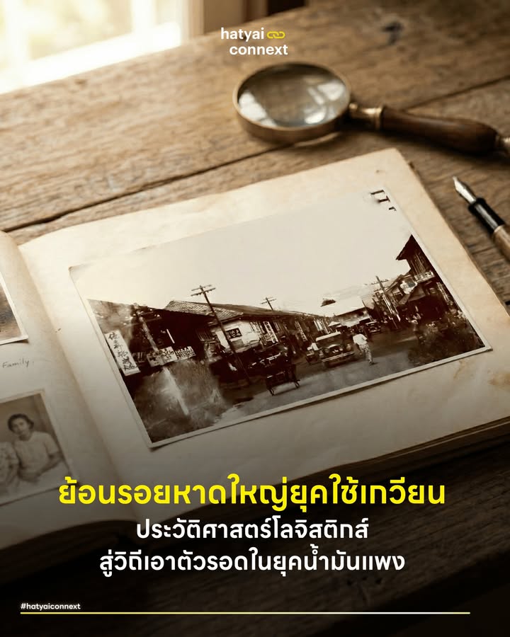 ย้อนรอยหาดใหญ่ยุคใช้เกวียน ประวัติศาสตร์โลจิสติกส์ สู่วิถีเอาตัวรอดในยุคน้ำมันแพง . วิกฤตพลังงานและราคาน้ำมันที่พุ่งสูงขึ้นอย่างต่อเนื่องกำลังท้าทายระบบโลจิสติกส์ของเมืองสมัยใหม่อย่างหนัก การย้อนมองรากฐานของเมืองศูนย์กลางการค้าแห่งภาคใต้ตอนล่างอย่าง 'หาดใหญ่' ในยุคที่เครื่องยนต์สันดาปยังไม่ถือกำเนิด แสดงให้เห็นถึงขีดความสามารถในการจัดการระบบขนส่งข้ามคาบสมุทร ผู้คนในอดีตใช้วิธีการที่มีประสิทธิภาพผ่านการพึ่งพาแรงงานสัตว์และภูมิปัญญาทางภูมิศาสตร์ การทำความเข้าใจโครงสร้างเมืองในยุคเกวียนเป็นการเปิดมุมมองใหม่ในการรับมือกับความผันผวนทางพลังงานในยุคปัจจุบัน พร้อมทั้งสะท้อนให้เห็นว่าการออกแบบเส้นทางคมนาคมที่สอดคล้องกับธรรมชาติคือต้นทุนที่ยั่งยืนที่สุด . #จุดพักริมหาดทรายแห่งคลองอู่ตะเภา จุดกำเนิดของชุมชนการค้าแห่งนี้เริ่มต้นจากการเป็นเมืองท่าริมน้ำ สันนิษฐานชื่อของเมืองมาจากลักษณะทางกายภาพที่มีหาดทรายริมน้ำกว้างใหญ่ของ 'คลองอู่ตะเภา' ผู้คนในอดีตใช้พื้นที่บริเวณนี้เป็นจุดพักสินค้าและชุมทางคมนาคมทางน้ำที่สำคัญ โครงสร้างเมืองในยุคแรกกระจุกตัวอยู่ริมน้ำบริเวณพื้นที่หาดใหญ่ใน ทำหน้าที่เป็นศูนย์กลางการขนส่งทางเรือเพื่อเชื่อมต่อไปยังเมืองฝั่งตะวันตกอย่าง 'ไทรบุรี' หรือรัฐเกดาห์ในปัจจุบัน การพึ่งพาเส้นทางน้ำถือเป็นกลยุทธ์การขนส่งที่ใช้พลังงานน้อย สอดคล้องกับสภาพแวดล้อมทางธรรมชาติอย่างกลมกลืน พร้อมทั้งเป็นรากฐานสำคัญที่ทำให้พื้นที่นี้กลายเป็นศูนย์รวมความเจริญมาตั้งแต่อดีต . #วิวัฒนาการสู่เส้นทางเกวียนเชื่อมคาบสมุทร เมื่อเข้าสู่สมัยรัชกาลที่ 4 รูปแบบการคมนาคมเริ่มขยับขยายสู่ทางบก มีการตัดถนนเชื่อมระหว่างสงขลาและไทรบุรีเพื่ออำนวยความสะดวกให้กับการใช้เกวียนและสัตว์พาหนะ เส้นทางเดินเท้าทางธรรมชาติถูกยกระดับให้เป็นเส้นทางเศรษฐกิจสายใหม่ การเปลี่ยนแปลงนี้สามารถอธิบายผ่านแนวคิด Path Dependence (การพึ่งพาเส้นทางเดิม) ทางเศรษฐศาสตร์ภูมิศาสตร์ เส้นทางเกวียนในวันนั้นได้วางรากฐานกลายมาเป็นทางหลวงแผ่นดินหมายเลข 4 หรือถนนกาญจนวนิชในปัจจุบัน การเลือกใช้เส้นทางที่สั้นและตัดตรงที่สุดสะท้อนการคำนวณต้นทุนการขนส่งอย่างชาญฉลาดในยุคที่ปราศจากน้ำมันเป็นแรงขับเคลื่อน เป็นการวางผังการเดินทางที่ช่วยลดการสูญเสียพลังงานได้อย่างมหาศาล . #จุดเปลี่ยนผ่านพาหนะที่ทรงประสิทธิภาพ ความสำคัญของหาดใหญ่ในฐานะชุมทางโลจิสติกส์ยุคโบราณปรากฏชัดเจนเมื่อครั้งพระบาทสมเด็จพระจุลจอมเกล้าเจ้าอยู่หัวเสด็จประพาสในปี พ.ศ. 2414 ทรงใช้ท่าหาดใหญ่เป็นจุดเปลี่ยนพาหนะจากม้าเป็นเรือพระที่นั่ง การเปลี่ยนผ่านพาหนะตามสภาพภูมิประเทศคือหัวใจสำคัญของการเดินทางในยุคนั้น กลไกดังกล่าวคือ Ecological Economics ที่เน้นการจัดสรรทรัพยากรให้เข้ากับขีดจำกัดของระบบนิเวศ ระบบโลจิสติกส์ในอดีตไม่ได้ฝืนธรรมชาติด้วยการสร้างพาหนะที่กินพลังงานมหาศาลเพื่อเอาชนะอุปสรรค หากเป็นการปรับเปลี่ยนรูปแบบการเดินทางให้ไหลลื่นไปตามภูมิประเทศ ทั้งการใช้เรือในที่ลุ่มและการใช้ม้าหรือเกวียนบนที่ดอน . #บทเรียนสู้ภัยน้ำมันแพงจากอดีตสู่ยุครวยไม่ไหว เมื่อประเมินร่วมกับสถานการณ์ปัจจุบันที่เมืองต้องพึ่งพาพลังงานฟอสซิลอย่างหนัก โครงสร้างเมืองที่ถูกปรับเปลี่ยนมาเพื่อรถยนต์ส่วนบุคคลกำลังเผชิญหน้ากับความท้าทายด้านต้นทุนอย่างหลีกเลี่ยงไม่ได้ การเรียนรู้วิธีคิดจากยุคเกวียนไม่ได้หมายถึงการย้อนกลับไปใช้สัตว์พาหนะ หากเป็นการนำวิสัยทัศน์ด้านการพึ่งพาเส้นทางที่สั้นที่สุดและการใช้ประโยชน์จากโครงสร้างพื้นฐานทางธรรมชาติมาประยุกต์ใช้ การพัฒนาระบบขนส่งมวลชนที่สอดคล้องกับนิเวศวิทยาเดิมของเมือง ประกอบกับการส่งเสริมรูปแบบการเดินทางที่ใช้พลังงานต่ำ ถือเป็นหนทางในการสร้างภูมิคุ้มกันให้กับเศรษฐกิจท้องถิ่นท่ามกลางวิกฤตพลังงานได้ . อ้างอิง - บัณรส บัวคลี่ (2565) ประวัติหาดใหญ่ก่อนรถไฟมาถึง ตอบคำถามทำไมตั้งเมืองในแอ่ง - Arthur W B (1994) Increasing Returns and Path Dependence in the Economy - Costanza R (1989) What is Ecological Economics __ #HatyaiConnext #ประวัติศาสตร์หาดใหญ่ #โลจิสติกส์เมือง #วิกฤตพลังงานแพง #การพัฒนาเมือง #เศรษฐศาสตร์การขนส่ง #ผังเมือง #น้ำมันแพงhatyaiconnext